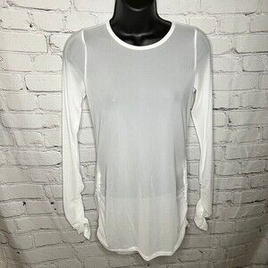 NFL All Sport Couture White Sheer Mesh Long Sleeve Top Adjustable NWT